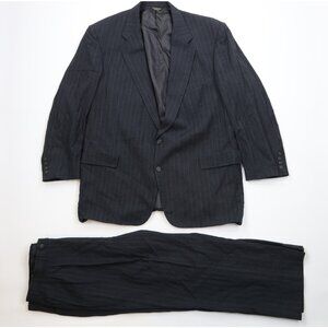 Vintage 70s Palm Beach Mens 50L Wool Striped 2 Piece Suit Wedding Gray 40x28 USA